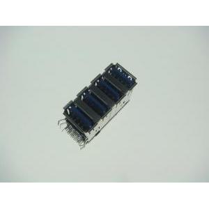 USB 3.0 A Type Quadruple Port(4 Layers) Right Angle, Dip Type W/O Spring(Long Body) - 5407-X01-011-XX