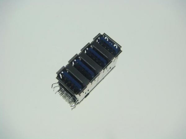 USB 3.0 A Type Quadruple Port(4 Layers) Right Angle, Dip Type W/O Spring(Long Body)