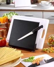 Ultra convenience cutting board holder & double magnetic cutlery storage