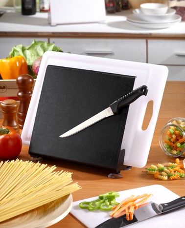 cutting board holder & double magnetic cutlery storage