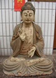 Wood Carving Seated Buddha Statue