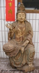 Wood Carving Seated Kwan yin/Guan yin Statue