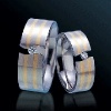 Stainless Steel Tension Ring with Cubic Zirconia and K-Gold inlay