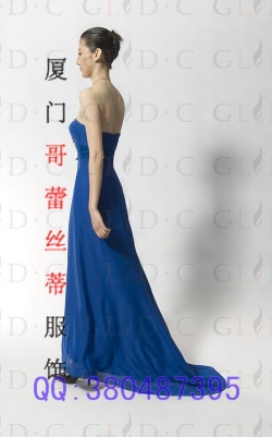 Beaded blue strapless evening gown /evening dress/bridesmaid dress