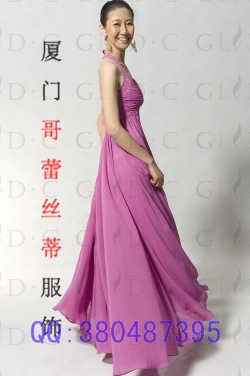 pink halter beaded evening gown /evening dress/bridesmaid dress