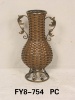 Rattan and Metal Vase