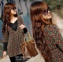 Korean Classic Recommendation Long Sleeve Colorful Printing Dress