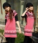 Quite Style Short Sleeve Crewneck Pullover jacquard weave Sweater