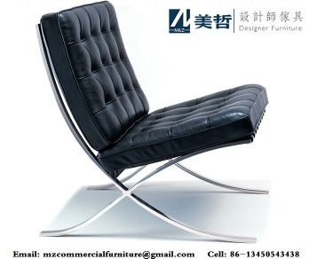 Classics Style Black Leather Barcelona Chair Replica Reproduction Designer Furniture
