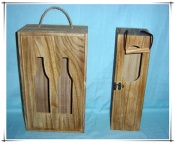 Vintage wooden wine box with holder