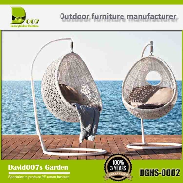 Luxury outdoor furniture garden PE rattan swing hanging chair