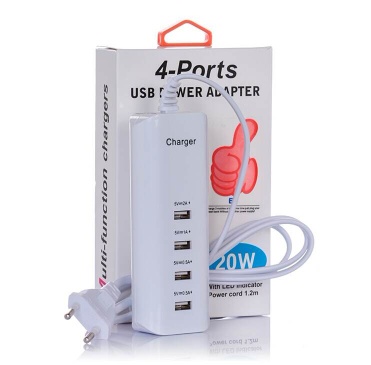 4 Ports USB Travel Car Charger AC Power Adapter 120cm with LED indecator power cord Bare packaging - FS994876