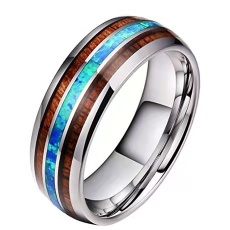 Iconic inlay black dome tungsten gold ring - finger ring