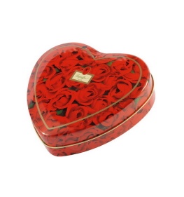 heart chocolate tin box, holiday tin box, tin box with blister