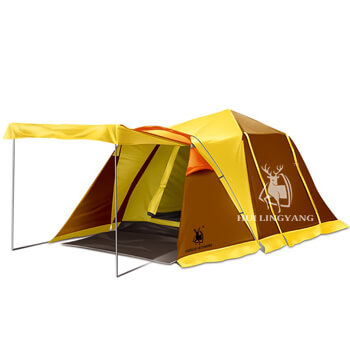 This large one bedroom 4 person tent is spacious and has two layers. It has good waterproof performance and ventilation is perfect when four doors are open.It sets up quickly with hydraulic frame.OEM & ODM supported