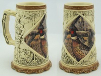 Hot Sale and Whole sale Hand Painted and Embossed Ceramic Beer Mug with decal