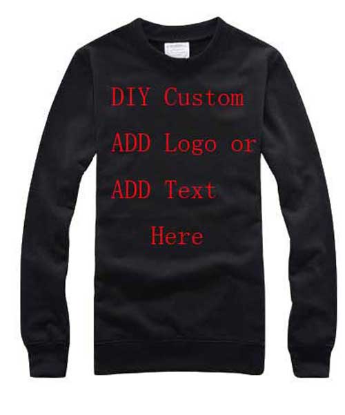 Online DIY Customized Personalized Mens Adults Black Color Long Sleeves T-Shirts Round Neck b