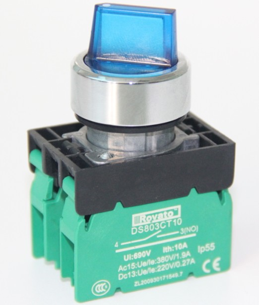 LED selector switches, 3 position, blue