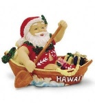 Hawaiian Canoeing Santa Claus Christmas Ornament Hawaii Aloha Lei