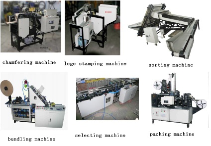 Ice cream stick chamfering machine, sorting machine, ordering machine, selecting machine, branding machine, bundling machine,
