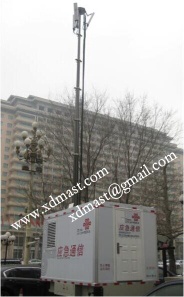 Emergency mobile telecom base station and military antenna electric telescoping mast
