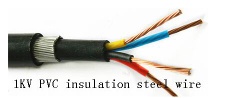 Up to 1KV PVC insulation steel wire armored power cable