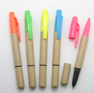 highlighter and recycled paper mate ball pen ART5029