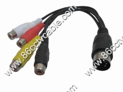 DIN 5 Pin to 4 RCA Cable, Audio Video Cable, AV cable