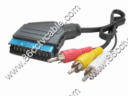 SCART to 3 RCA cable, Audio Video Cable - AV