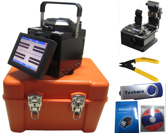 Standard Configuration: Fiber Cleaver, Fiber Coat Stripper, Internal Battery, Charger, AC Power Cord, USB Flash Disk, Spare Electrodes(one pair), Cooling Tray, Alcohol Pump Bottle, Blower Brush, Carrying Case, User’s Manual & CD;