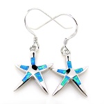925 sterling silver blue opal sea star  earring  jewelry