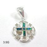 925 sterling silver opal Jewish cross pendent - 620P0927