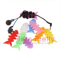 1pc Fish Bone Earphone Cable Winder 9 Colours Headphone Cord Tidy Silicone Rubber