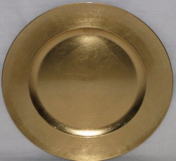 Gold round plastic charger plates