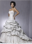 Ball Gown Strapless Chapel Train Ruffles Wedding Dress