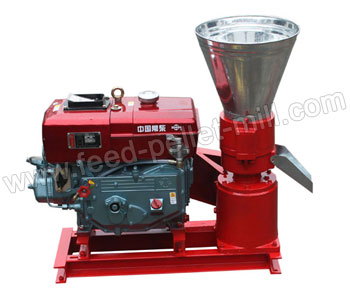 Diesel flat die feed pellet mill is used for processing feed for rabbits, chicken,etc.