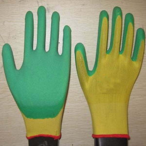 latex gloves,nylon inner,13 gauge,Foam finish,LG1507-6