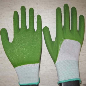 latex gloves,nylon inner,13gauge,Wavy finish,LG1507-16