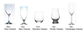 19oz wine glasses,13oz beer glasses,11oz stemless glasses, 6oz whisky glasses, 8oz champagne glasses - HSL-WG