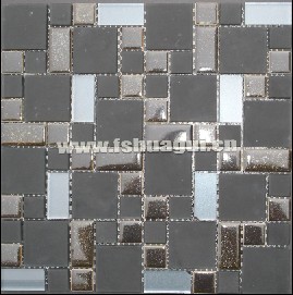 glazed ceramic mix matt crystal glass mosaic interior wall tile