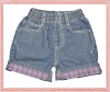 100% cotton denim short girls shorts