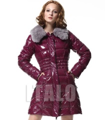 Woman Eiderdown Coats Rex Rabbit Fur Collar 90%White Duck Down Long Slim Style Wholesale/Retail Color Purple