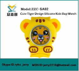 Cute Tiger Design Silicone Kids Slap Watch