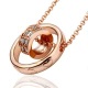 18K Double Rings Rose Gold Necklace With Austrian Crystal - 18KRGPN029