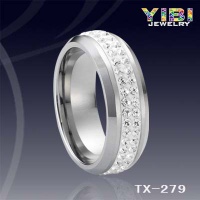 Tungsten Carbide channel inlaid gemstone Womens Band ring