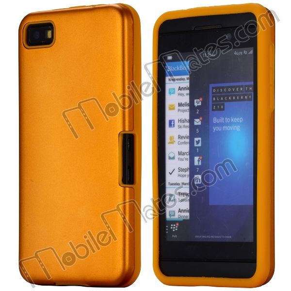 Gold Aluminum Hard Case + Silicone Cover Case for BlackBerry Z10