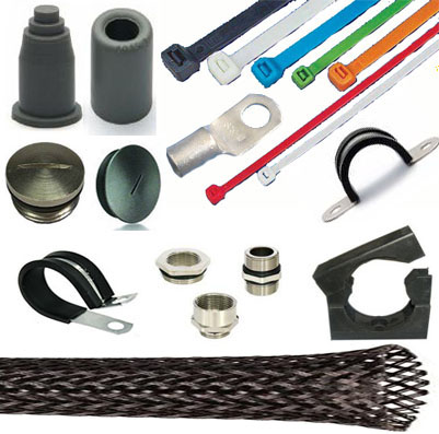 Cable lugs, Cable terminals, Polyamide cable ties, Nylon cable ties, Cable pipe clamps, Polyamide cable sleeves, Screw plugs