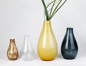 Handblown overlay glass vases with tiny airbubbles decoration.