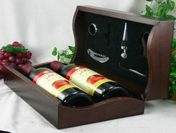 painted hinged lid paulownia wooden wine box for 2 bottles - JH-003