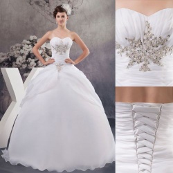 2013 Stock White Wedding Dress /Bride Gown /Bridal Dress Size : 6-8-10-12-14-16
